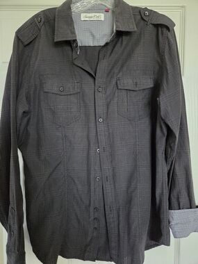 Sovereign Code Dark Gray Plaid Button-Up Shirt